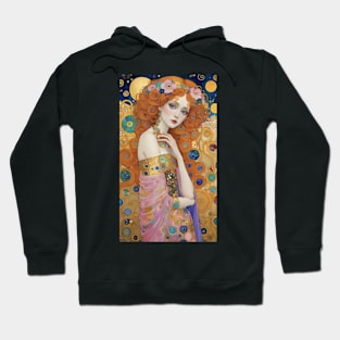 Gustav Klimt's Golden Muse: Inspired Woman in Divine Splendor Hoodie